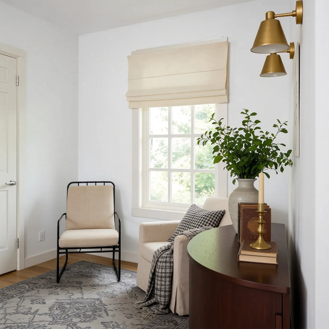 Jasper Dotted Linen Blend Roman Shades