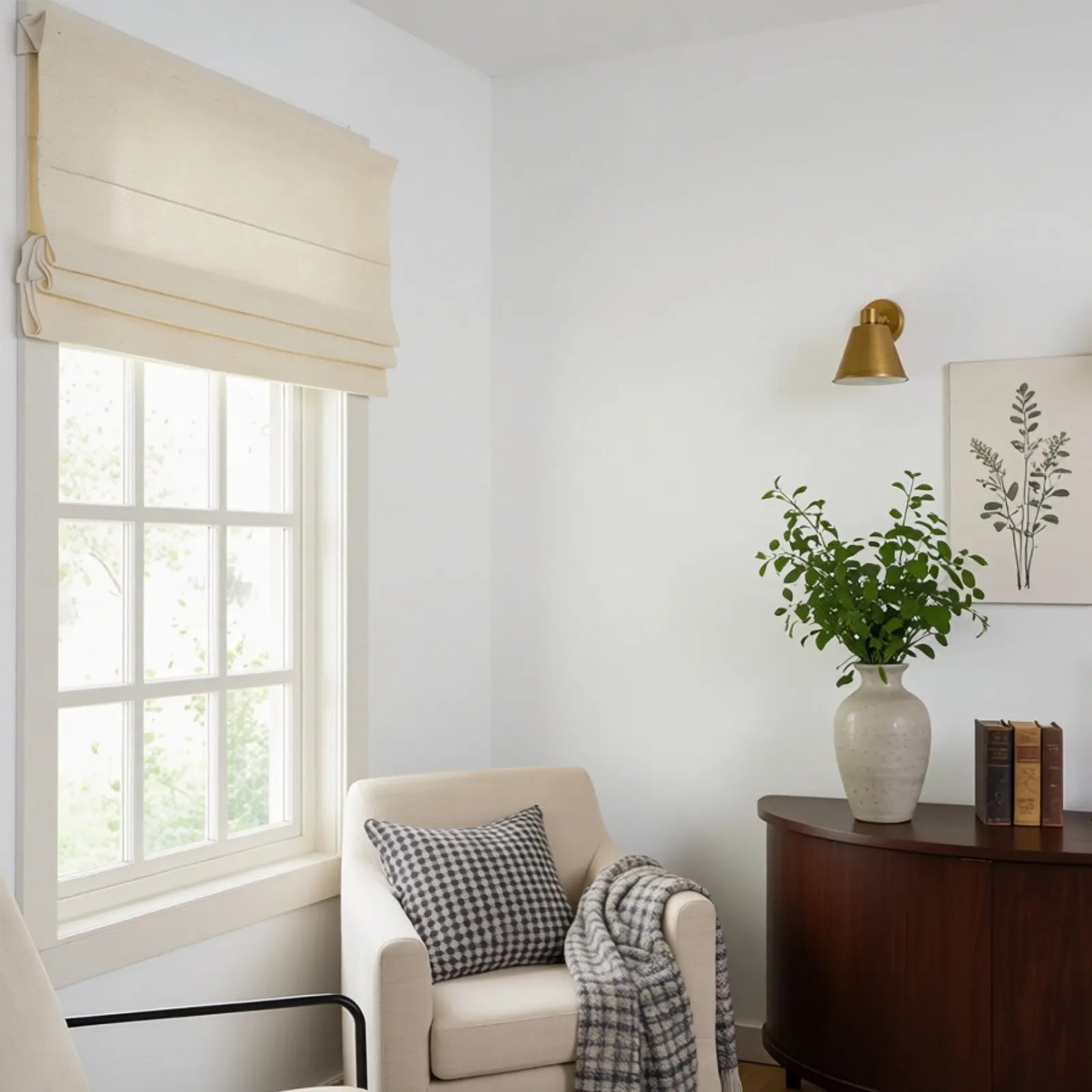 Jasper Dotted Linen Blend Roman Shades