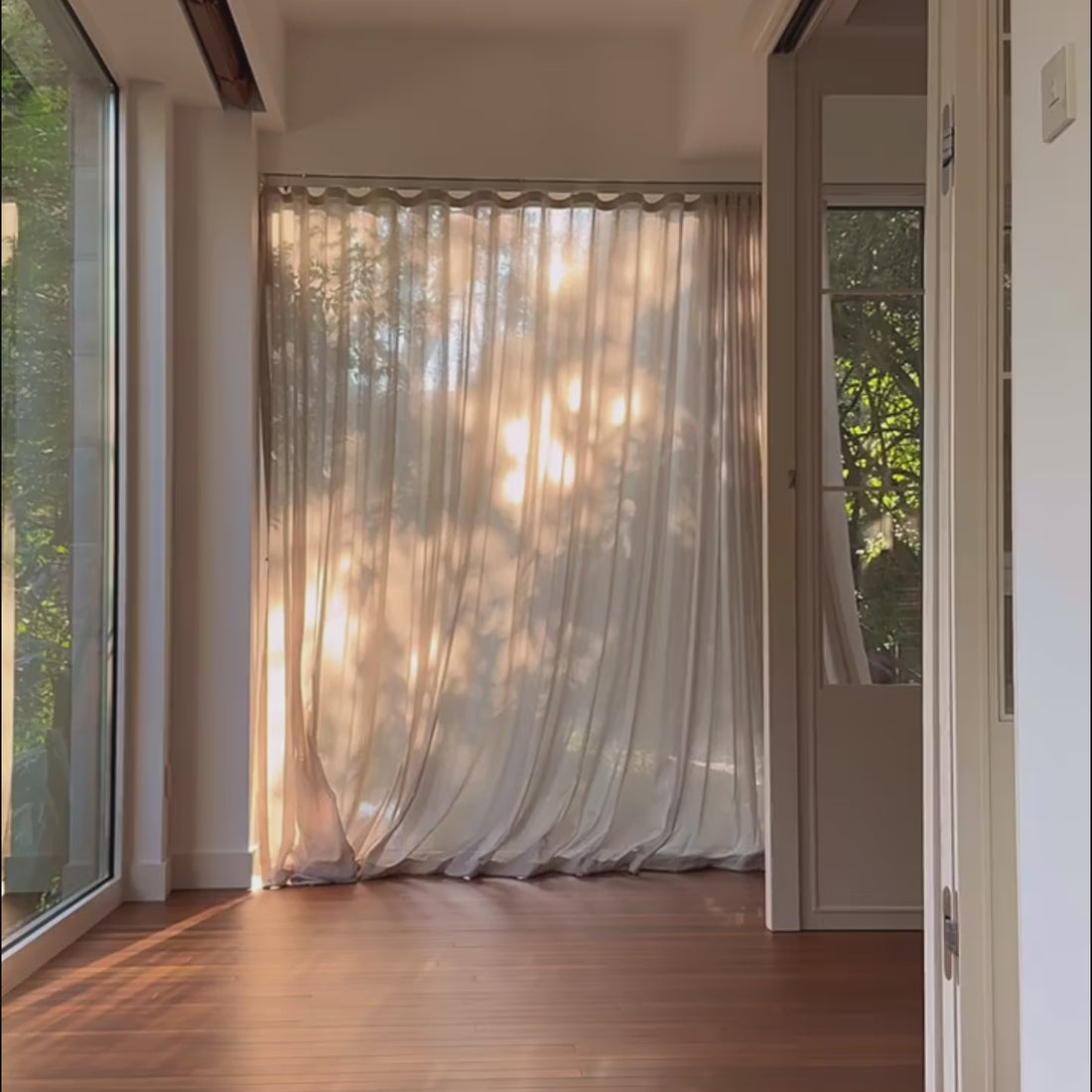 Fern Extra Long & Wide Cotton Semi Sheer Curtains Gray Display