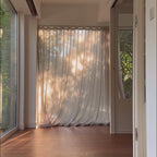 Fern Extra Long & Wide Cotton Semi Sheer Curtains Gray Display