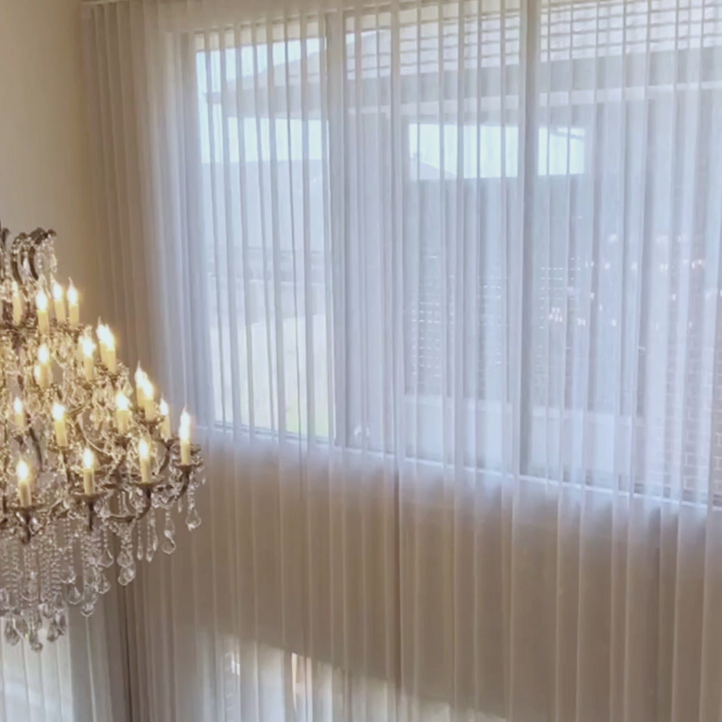 Side view of Fern Extra Long & Wide Cotton Semi Sheer Curtains