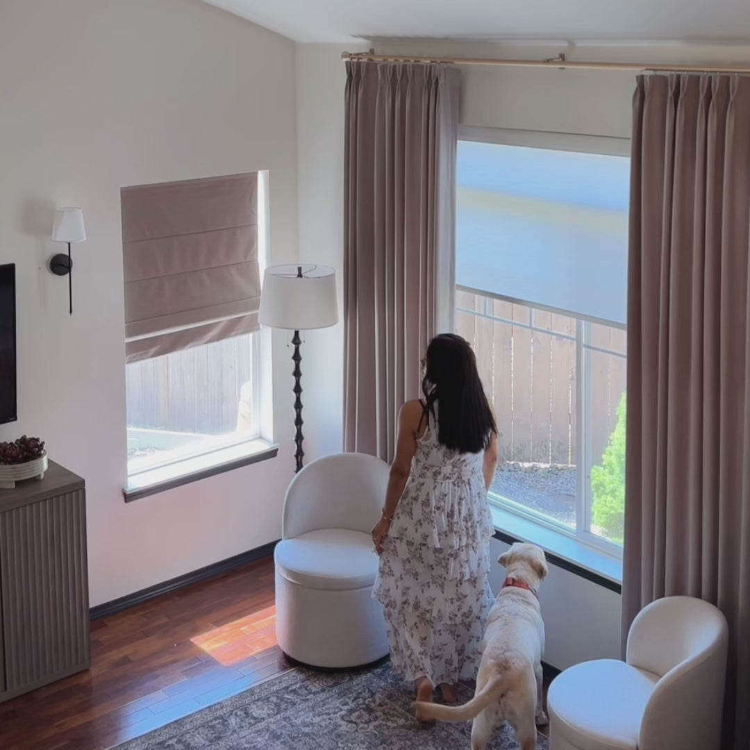 Orion Linen Look 100% Blackout Roman Shades
