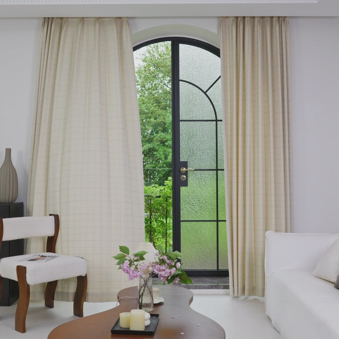Preston Grid Jacquard Cotton Blend Curtains