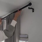 How to install Natural Beige Orion Linen Look 100 percent Blackout Curtains with pinch pleat hooks on a black rod