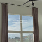 Full unboxing and installation of Coffee John Linen Texture Cotton Curtains transforming a large living room decor