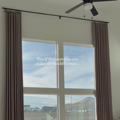 Full unboxing and installation of Coffee John Linen Texture Cotton Curtains transforming a large living room decor