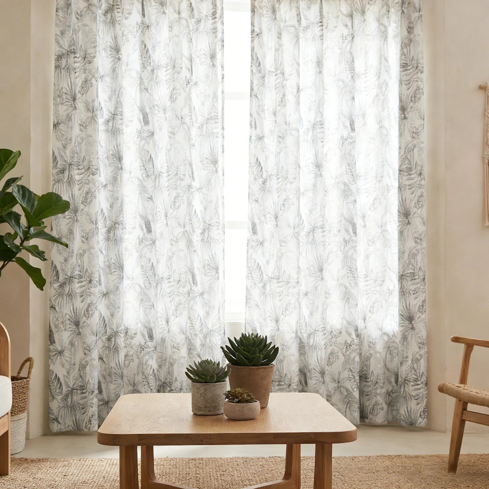 Remy Printed Bird Pattern Curtains