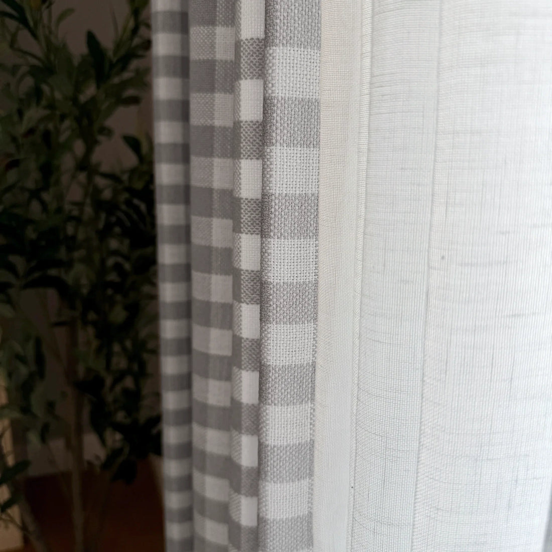 Simon Plaid Linen Textured Curtains
