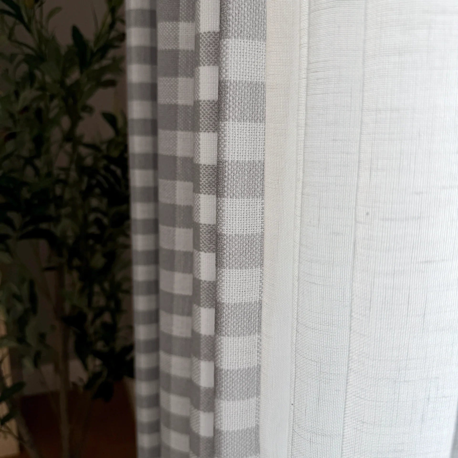 Simon Plaid Linen Textured Curtains