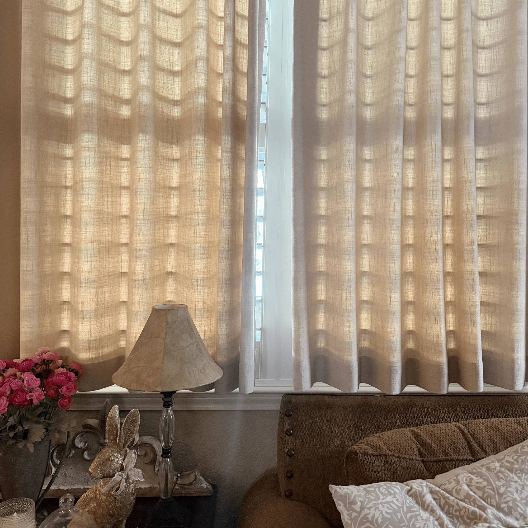 Lacey Herringbone Texture Linen Blend Curtains