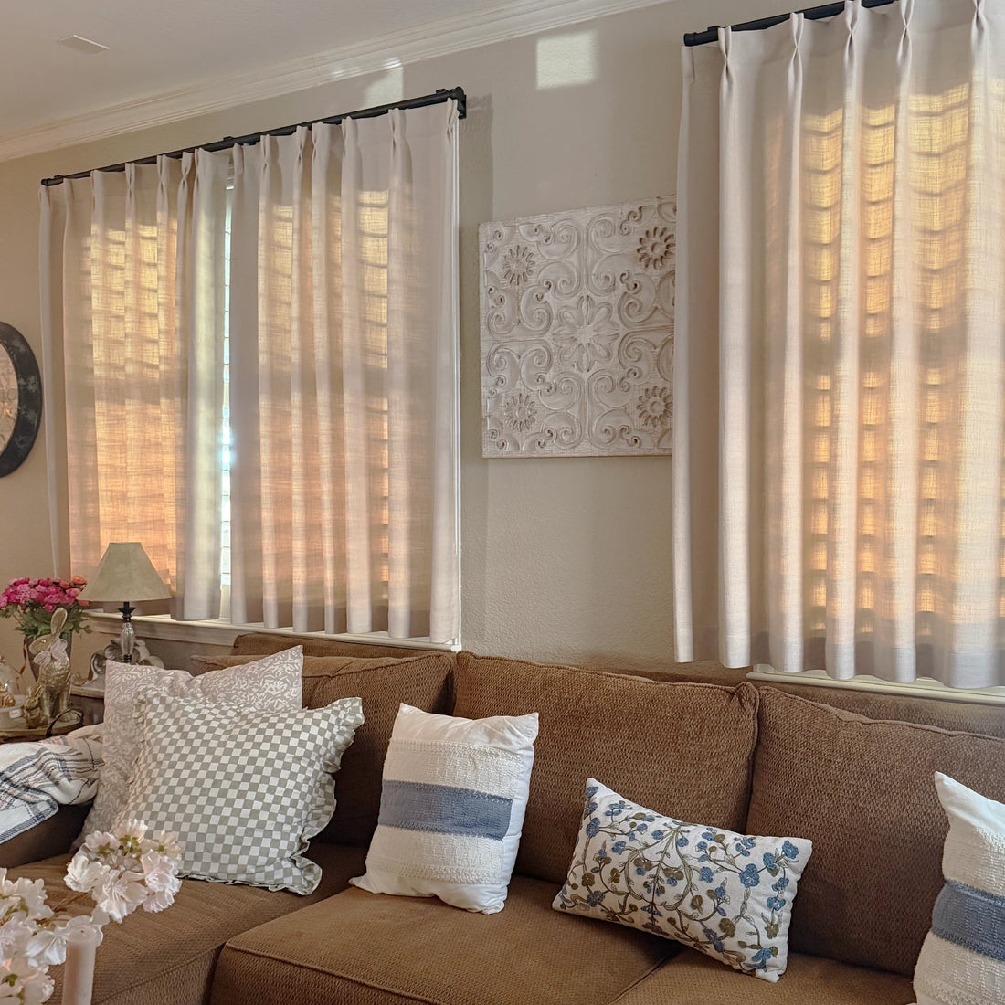 Lacey Herringbone Texture Linen Blend Curtains