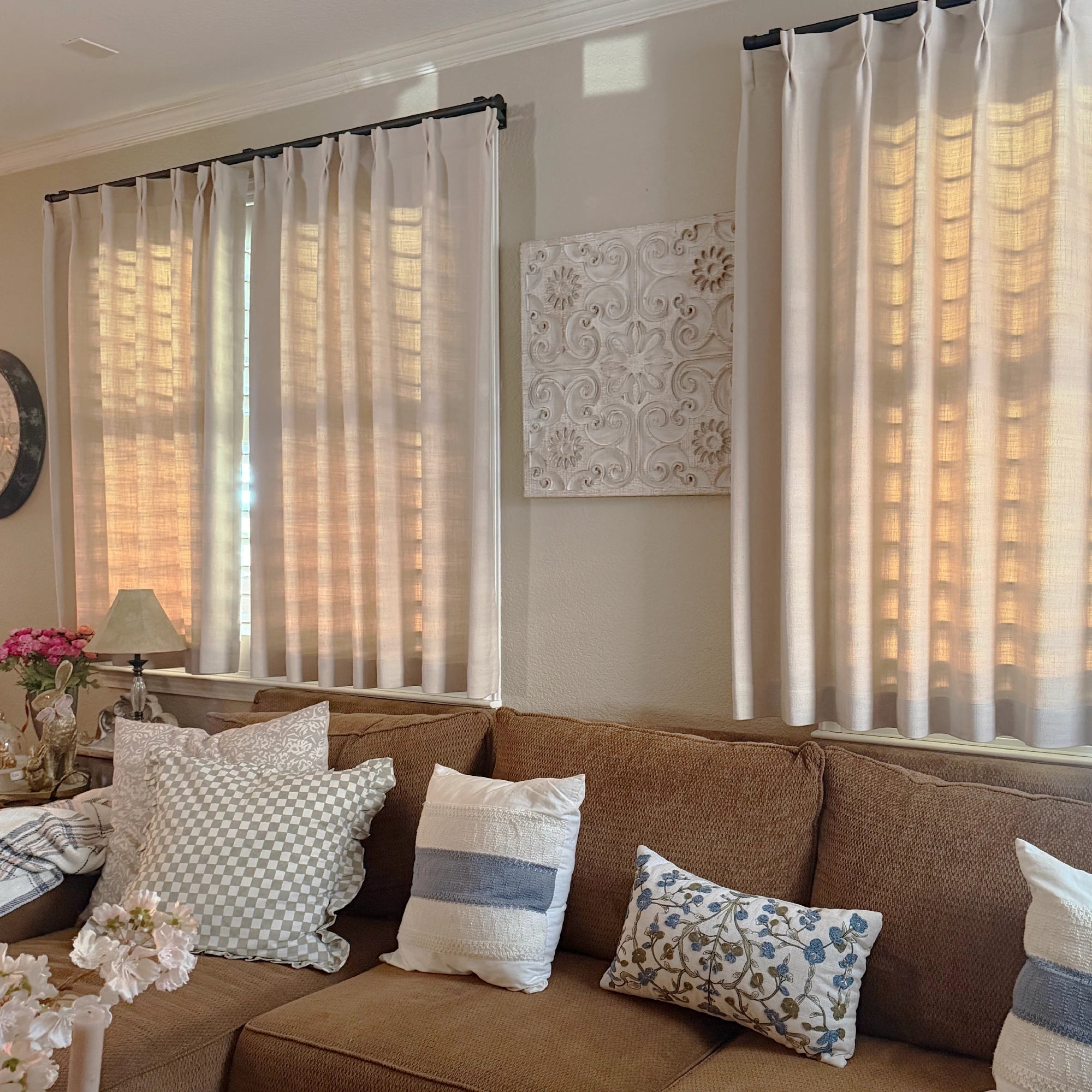 Lacey Herringbone Texture Linen Blend Curtains